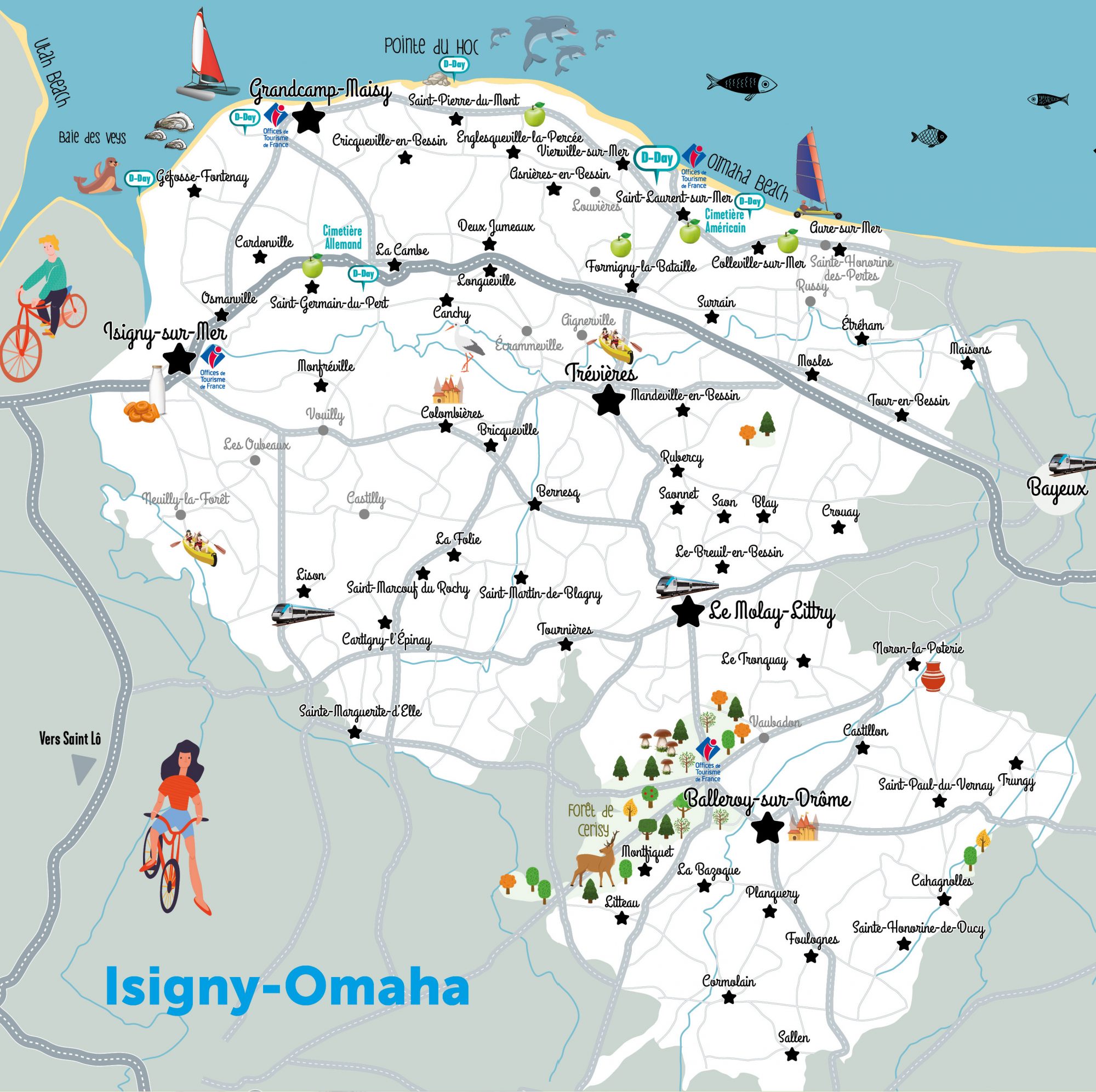 carte de la destination touristique d'Isigny-Omaha carte de la destination touristique d'Isigny-Omaha